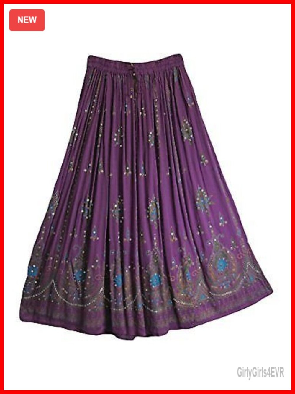 Hand Beaded Sequin Crinkle Gypsy Long Skirt Yoga Ethnic Rayon